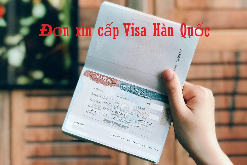 Đơn xin cấp visa Hàn Quốc